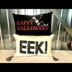 Halloween Pillow Bundle EEK Skeleton Spider New